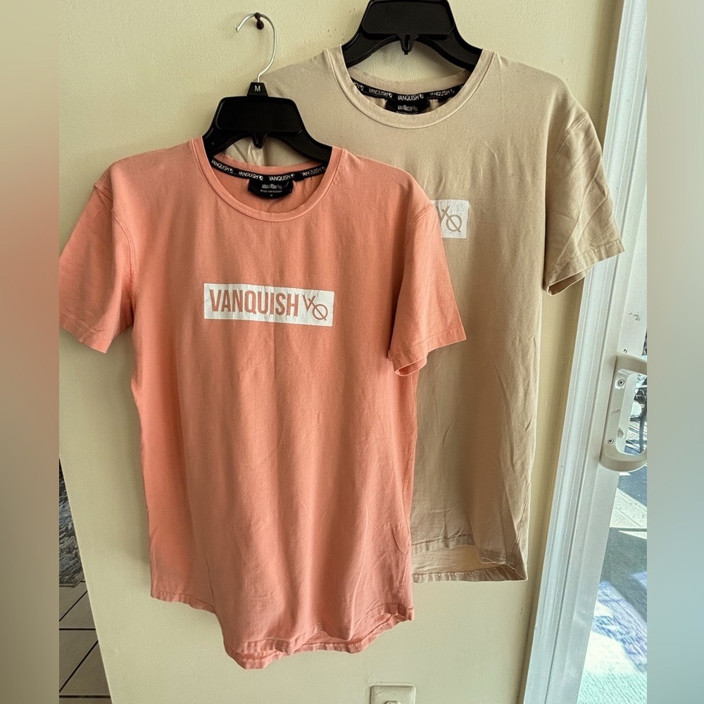 Two Authentic Vanquish FitnessVQ Fijique Bodybuilding T-shirt for Men 95%cotton